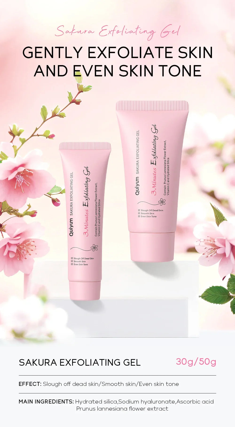 Sakura Peeling Gel – Exfoliating Face Scrub with Vitamin C & Hyaluronic Acid for Smooth, Glowing Skin