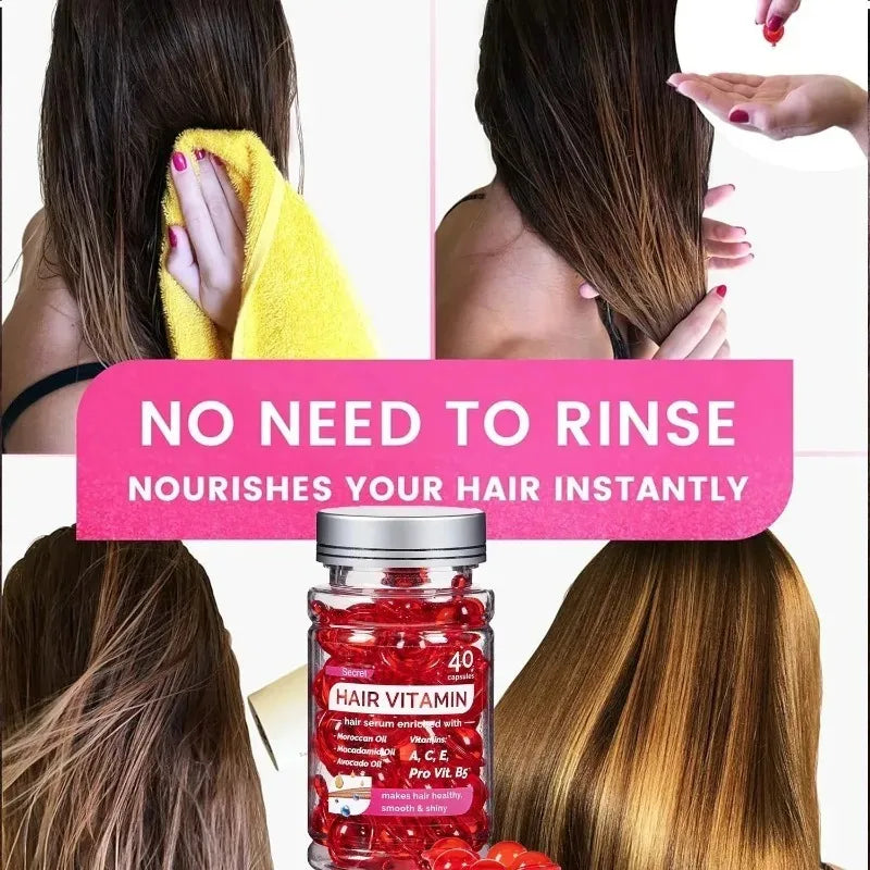 Moroccan Argan Vitamin Hair Oil Capsules β Split-End Repair & Nourishing Treatment | Leave-In Conditioner by EELHOE (40 Capsules)