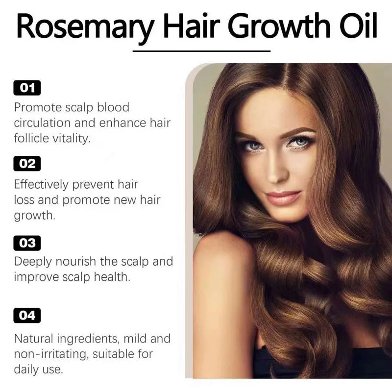 60ml Rosemary Hair Growth Oil – Natural Veganic Essential Oil for Thicker Hair, Anti Hair Loss & Damage Repair | REAROYA Unisex Formula