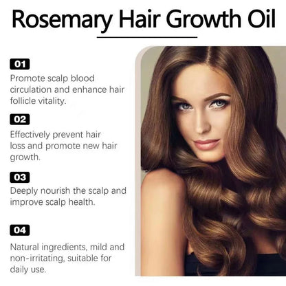 60ml Rosemary Hair Growth Oil – Natural Veganic Essential Oil for Thicker Hair, Anti Hair Loss & Damage Repair | REAROYA Unisex Formula