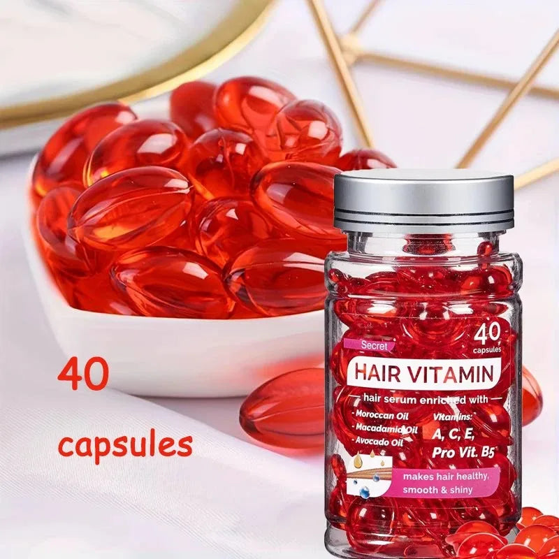 Moroccan Argan Vitamin Hair Oil Capsules – Split-End Repair & Nourishing Treatment | Leave-In Conditioner by EELHOE (40 Capsules)