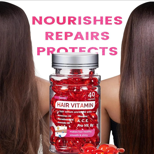 Moroccan Argan Vitamin Hair Oil Capsules – Split-End Repair & Nourishing Treatment | Leave-In Conditioner by EELHOE (40 Capsules)