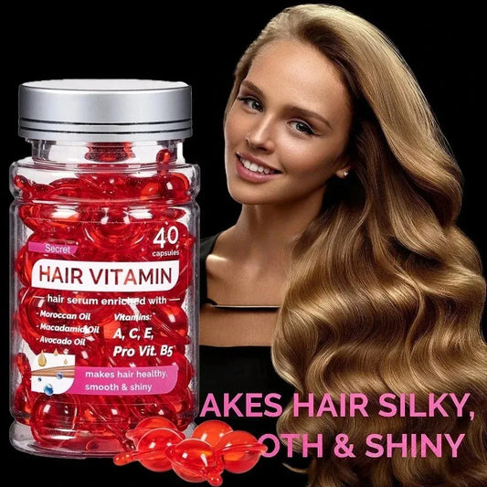 Moroccan Argan Vitamin Hair Oil Capsules – Split-End Repair & Nourishing Treatment | Leave-In Conditioner by EELHOE (40 Capsules)